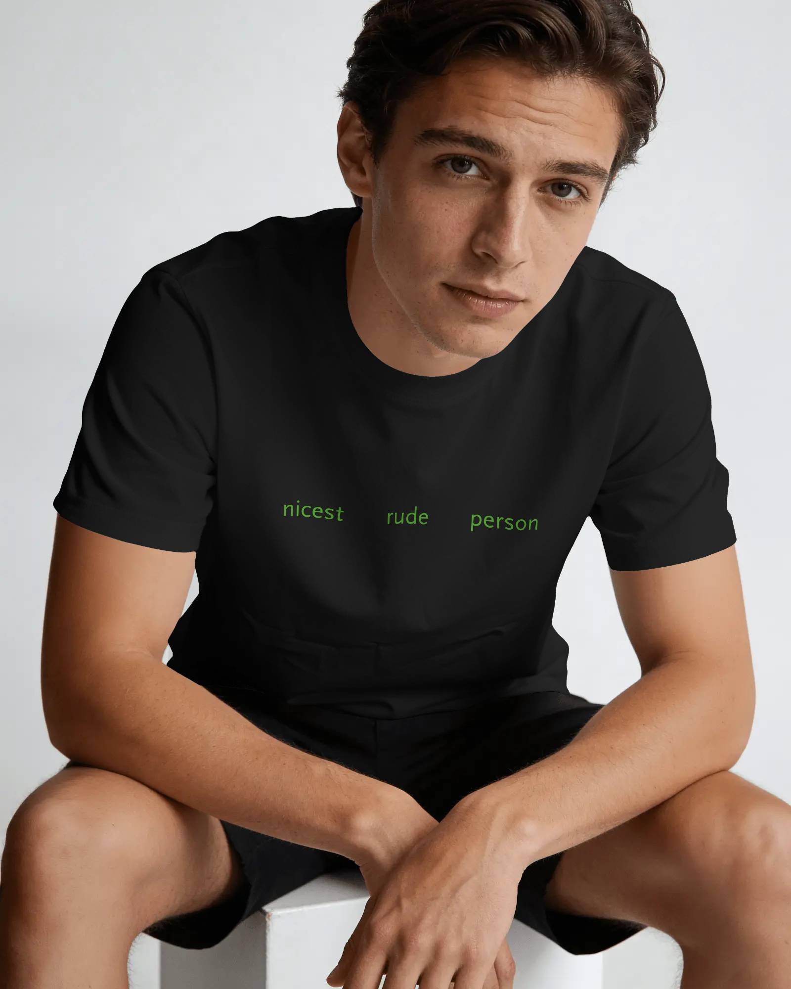 Unisex Nicest Rude Person graphic t-shirt gift for friends in 240 GSM French Terry cotton